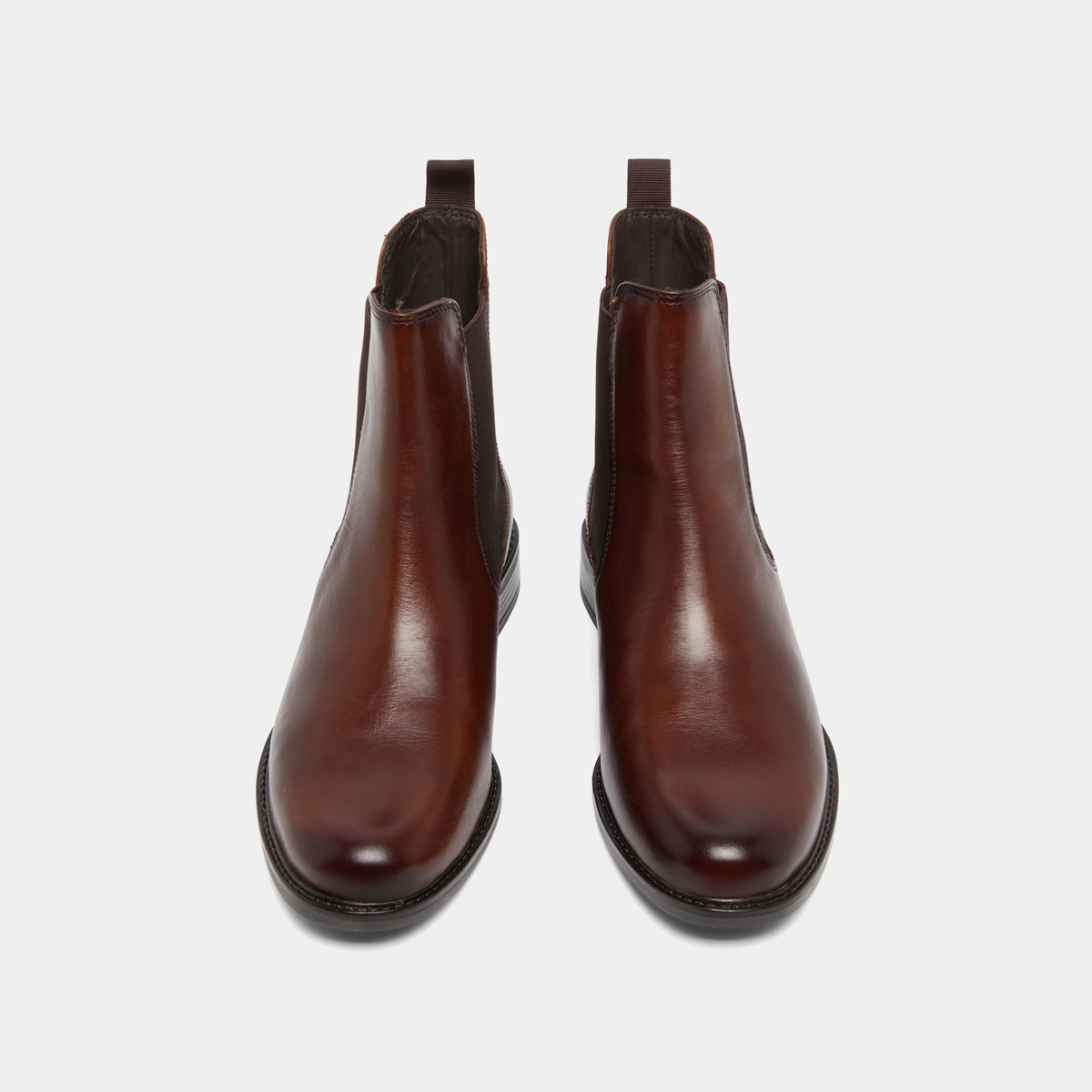 Boots à élastiques et à bouts ronds en cuir cognac | AUDRY | Jonak