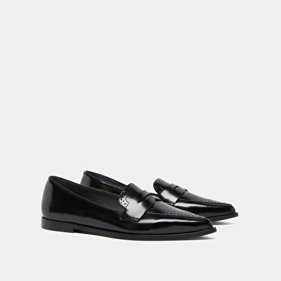 Mocassins à bouts pointus en cuir glacé noir | DALINA | Jonak
