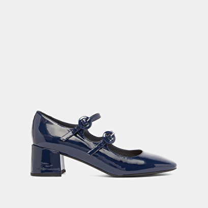 Babies à doubles brides et boucles en vernis bleu | DELOU | Jonak