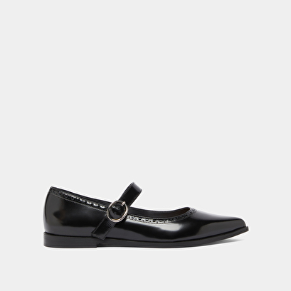 Ballerines à bouts pointus en cuir glacé noir | DEMIA | Jonak