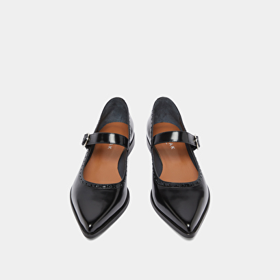Ballerines à bouts pointus en cuir glacé noir | DEMIA | Jonak