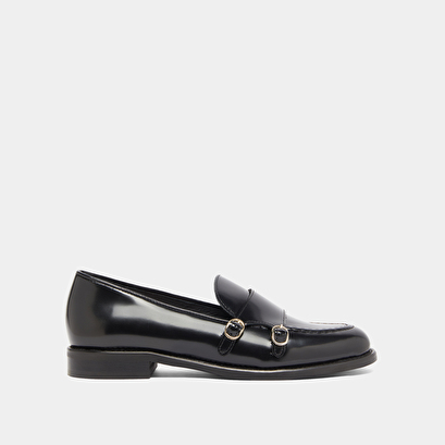 Mocassins à boucles ajustables en cuir glacé noir | DRIZZA | Jonak
