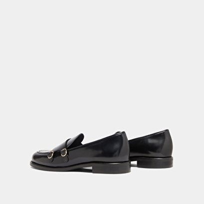 Mocassins à boucles ajustables en cuir glacé noir | DRIZZA | Jonak