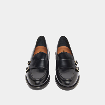 Mocassins à boucles ajustables en cuir glacé noir | DRIZZA | Jonak