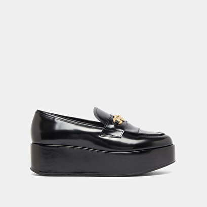 Mocassins à boucles dorées en cuir glacé noir | DELPHES | Jonak