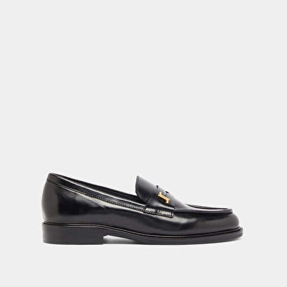 Mocassins à bouts arrondis en cuir glacé noir | DUEDI | Jonak