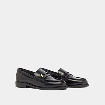 Mocassins à bouts arrondis en cuir glacé noir | DUEDI | Jonak