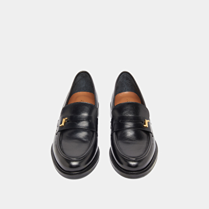 Mocassins à bouts arrondis en cuir glacé noir | DUEDI | Jonak