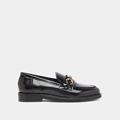 Mocassins à mors dorés en cuir glacé noir | DROP | Jonak