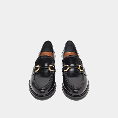 Mocassins à mors dorés en cuir glacé noir | DROP | Jonak