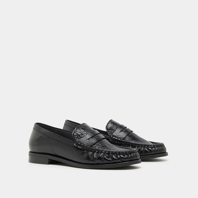 Mocassins à bouts ronds en cuir vieilli noir | DELICE | Jonak