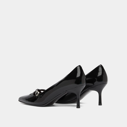 Escarpins &agrave; brides crois&eacute;es en cuir brillant noir | DOUCHKA | Jonak