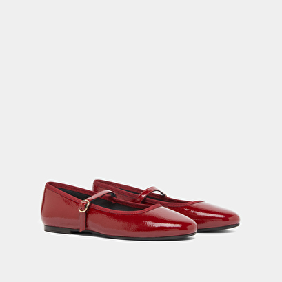 Ballerines à brides en vernis plissé rouge carmin | DOUCEUR | Jonak