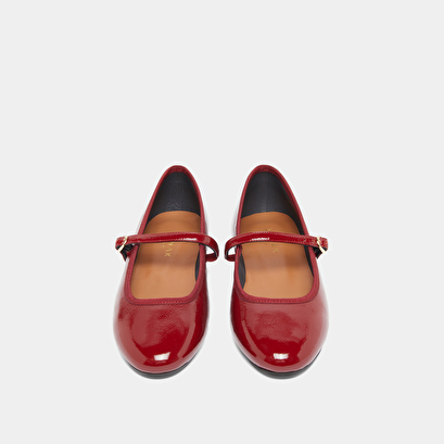 Ballerines à brides en vernis plissé rouge carmin | DOUCEUR | Jonak