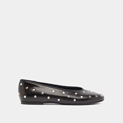 Ballerines à détails argentés en cuir noir | DANIA | Jonak