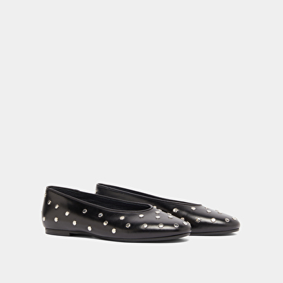 Ballerines à détails argentés en cuir noir | DANIA | Jonak