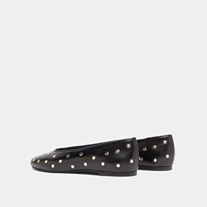 Ballerines à détails argentés en cuir noir | DANIA | Jonak