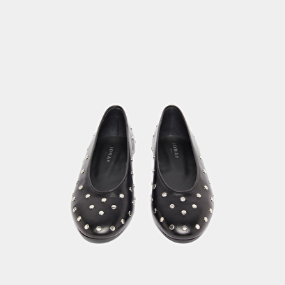 Ballerines à détails argentés en cuir noir | DANIA | Jonak