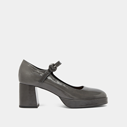Babies à talons et brides uniques en cuir brillant gris | VUELO | Jonak