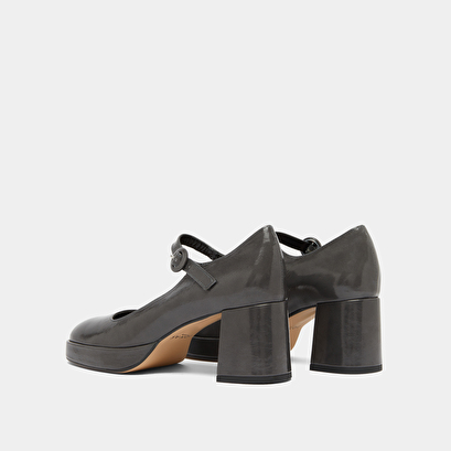 Babies à talons et brides uniques en cuir brillant gris | VUELO | Jonak