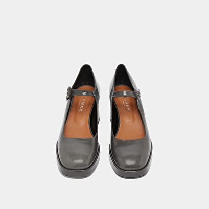Babies à talons et brides uniques en cuir brillant gris | VUELO | Jonak