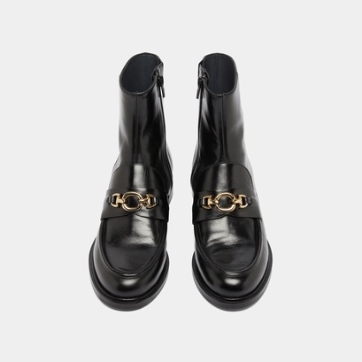 Boots &agrave; mors dor&eacute;s en cuir noir | DIVOK | Jonak