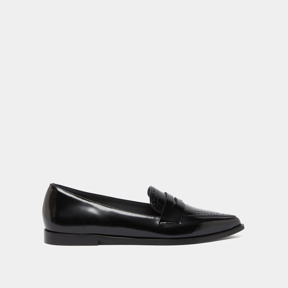 Mocassins &agrave; bouts pointus en cuir glac&eacute; noir | DALINA | Jonak