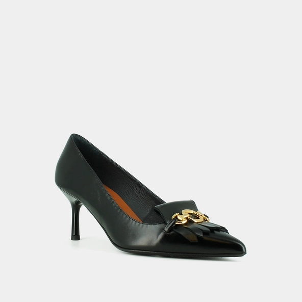 Escarpins à mors dorés en cuir noir | DELBA | Jonak