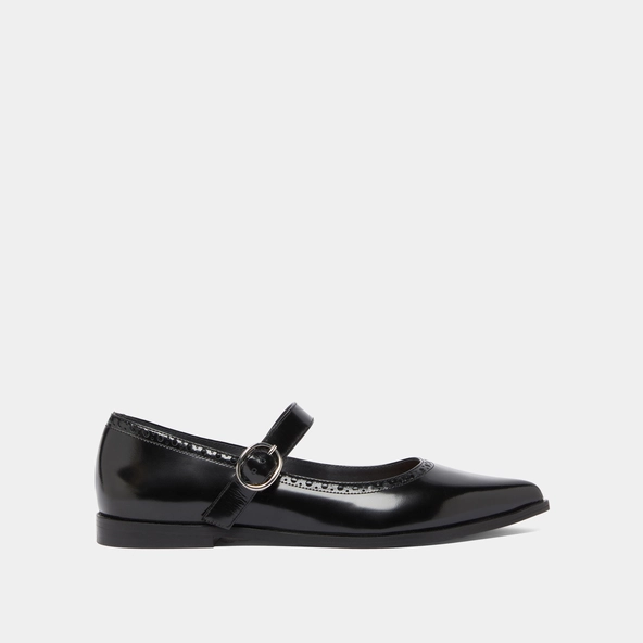 Ballerines à bouts pointus en cuir glacé noir | DEMIA | Jonak