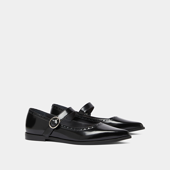 Ballerines à bouts pointus en cuir glacé noir | DEMIA | Jonak