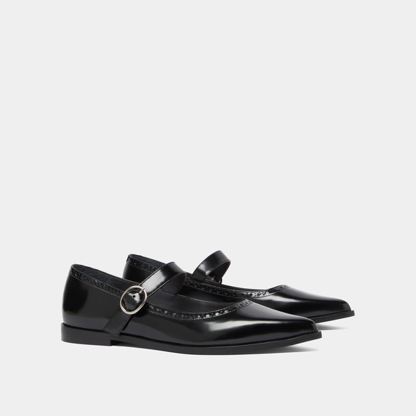 Ballerines à bouts pointus en cuir glacé noir | DEMIA | Jonak
