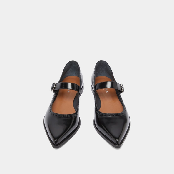 Ballerines à bouts pointus en cuir glacé noir | DEMIA | Jonak