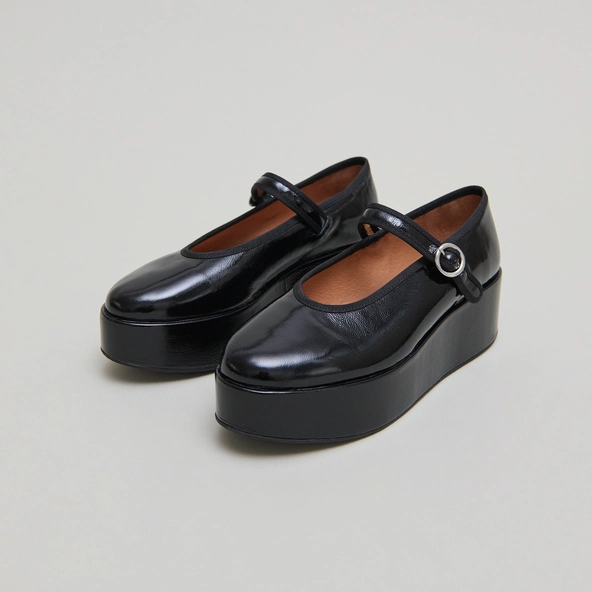Ballerines à plateformes en vernis plissé noir | DODA | Jonak