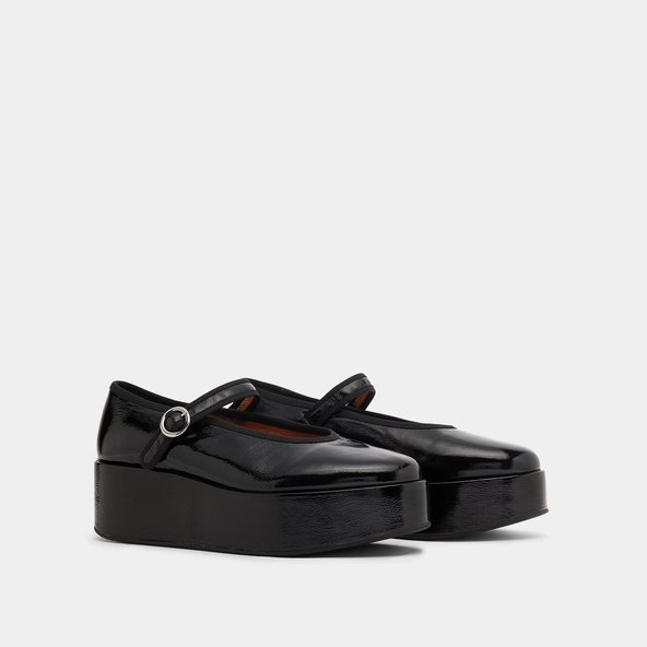 Ballerines à plateformes en vernis plissé noir | DODA | Jonak