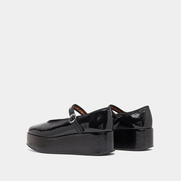Ballerines à plateformes en vernis plissé noir | DODA | Jonak