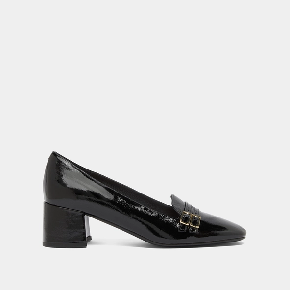 Ballerines à talons en vernis plissé noir | DENARIO | Jonak