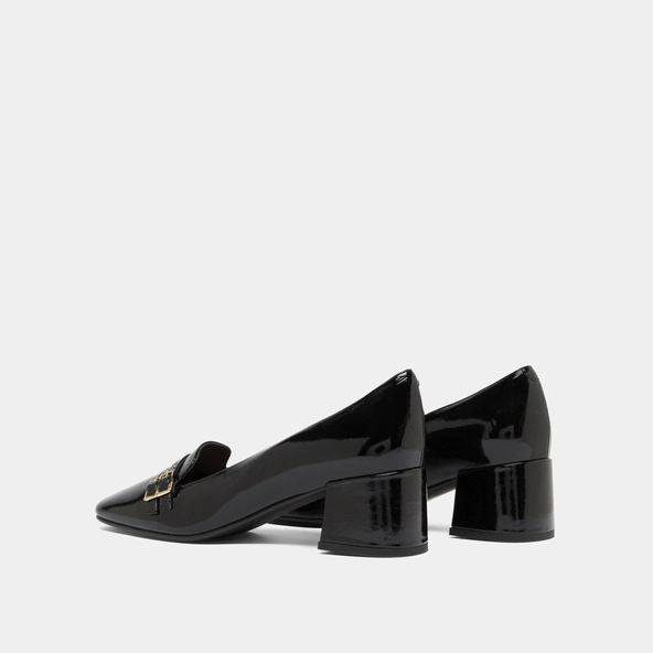Ballerines à talons en vernis plissé noir | DENARIO | Jonak