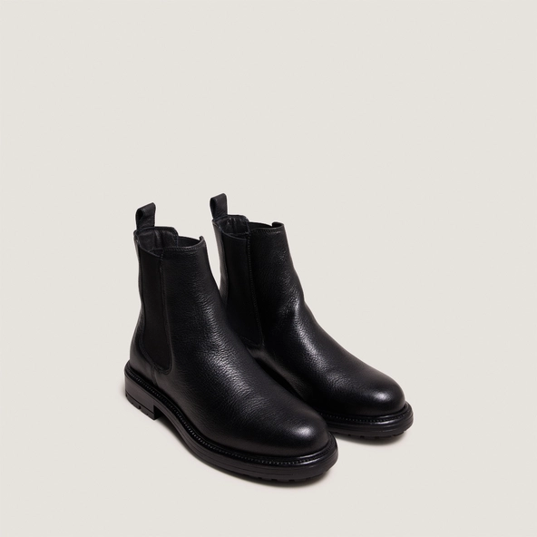 Boots à élastiques et semelles crantées en cuir grainé noir | CELINA | Jonak