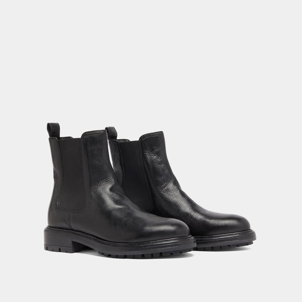 Boots à élastiques et semelles crantées en cuir grainé noir | CELINA | Jonak
