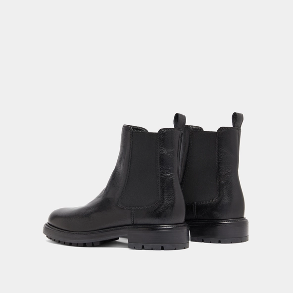 Boots à élastiques et semelles crantées en cuir grainé noir | CELINA | Jonak