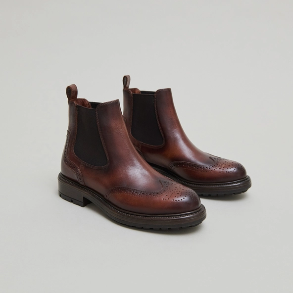 Boots à semelles crantées en cuir patiné cognac | CELIA | Jonak