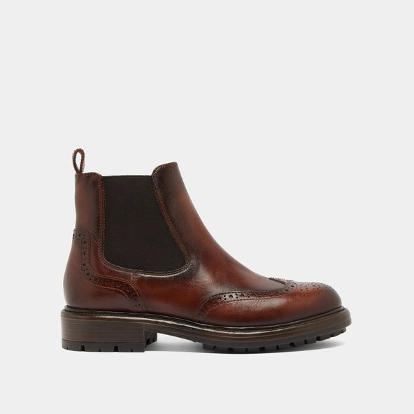Boots à semelles crantées en cuir patiné cognac | CELIA | Jonak
