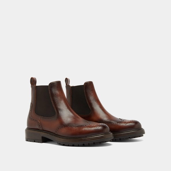 Boots à semelles crantées en cuir patiné cognac | CELIA | Jonak