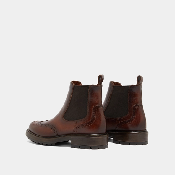 Boots à semelles crantées en cuir patiné cognac | CELIA | Jonak