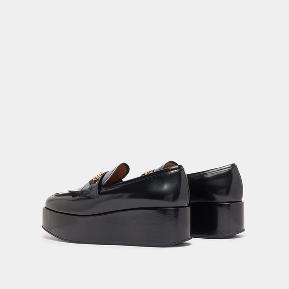 Mocassins &agrave; boucles dor&eacute;es en cuir glac&eacute; noir | DELPHES | Jonak