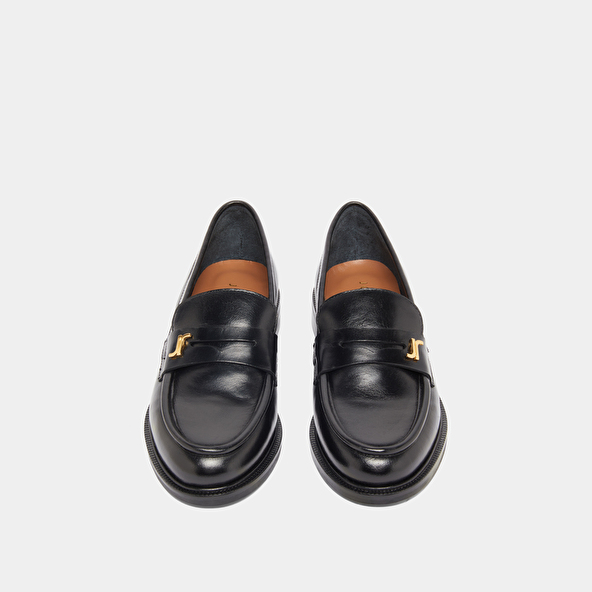 Mocassins à bouts arrondis en cuir glacé noir | DUEDI | Jonak