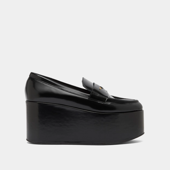 Mocassins &agrave; plateformes en cuir glac&eacute; noir | DOPO | Jonak
