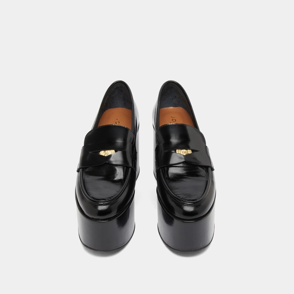 Mocassins &agrave; plateformes en cuir glac&eacute; noir | DOPO | Jonak