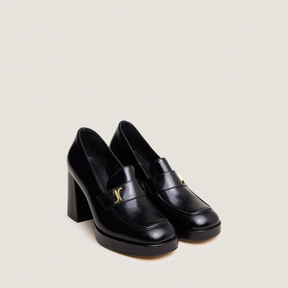 Mocassins avec monogramme en cuir noir | VIOLON | Jonak