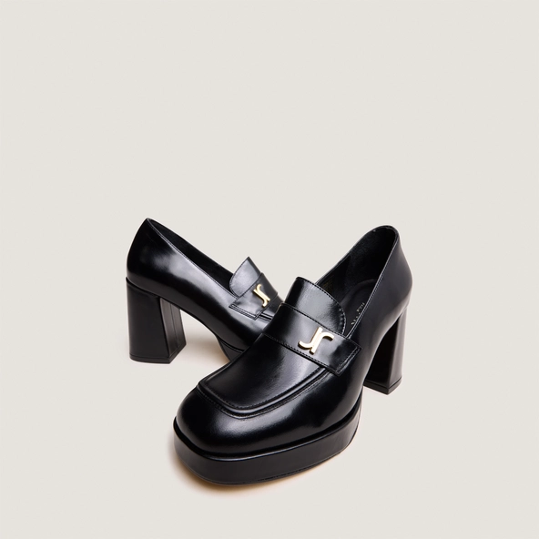 Mocassins avec monogramme en cuir noir | VIOLON | Jonak